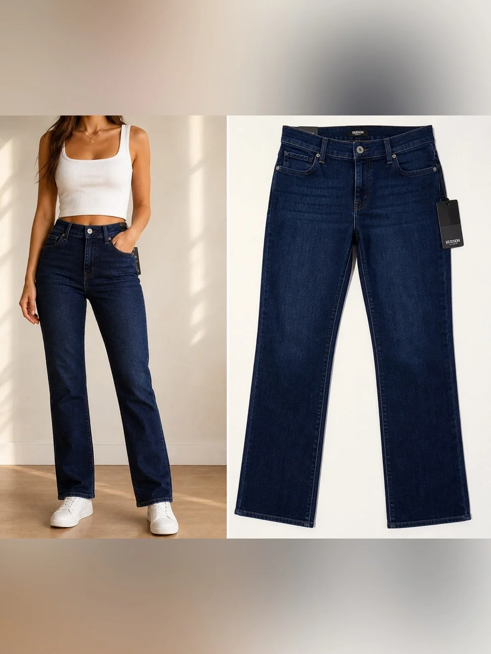 Hudson Straight Leg Jeans NWT Dark Wash Size 29‎ Blue High Rise Casual Classic